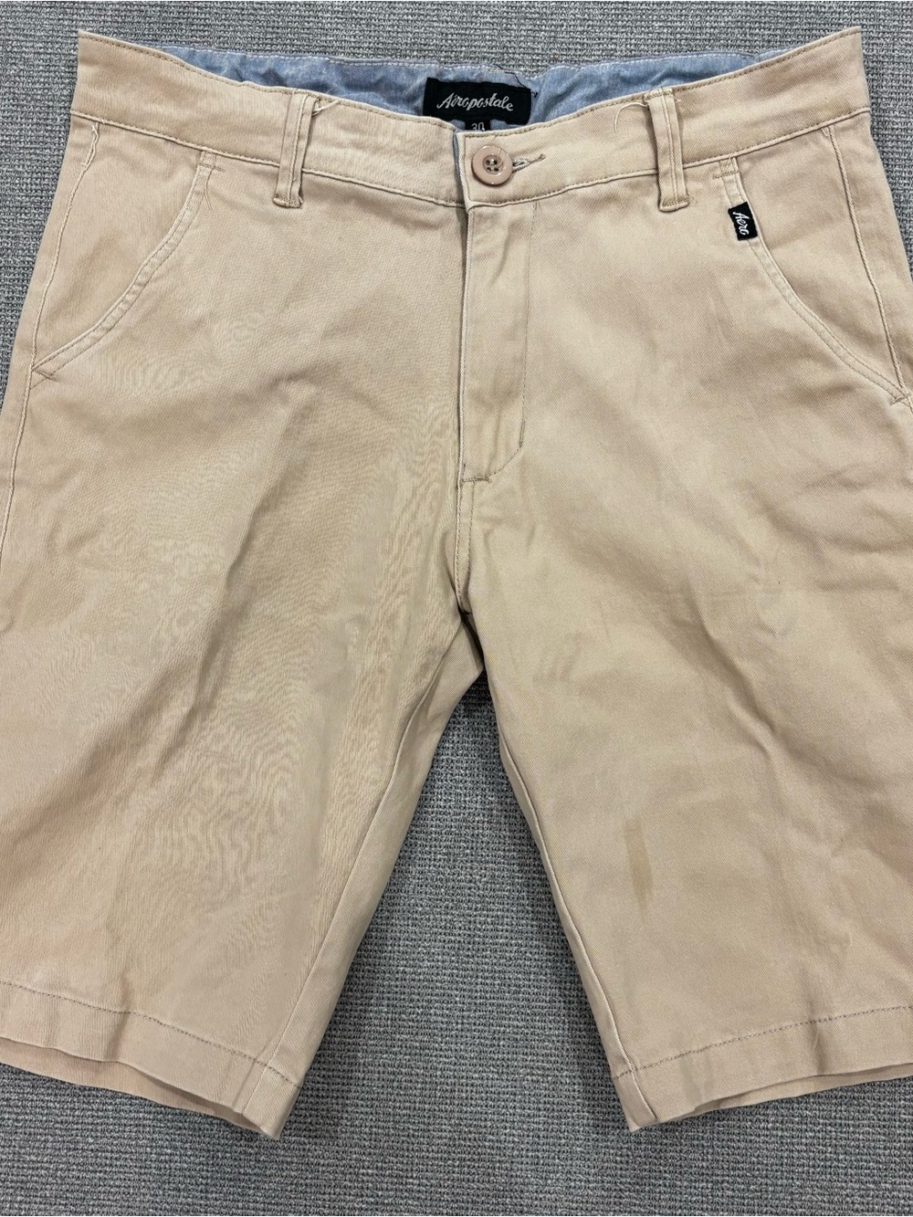 Aeropostale Men's Beige Flat Front Chino Shorts Waist 30